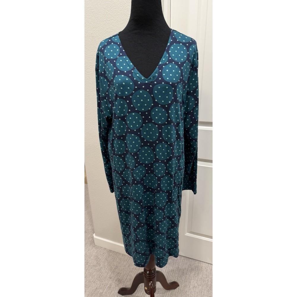 Gudrun Sjoden Long Sleeve Tunic Pocket Dress Womens Large Lagenlook Boho Circles